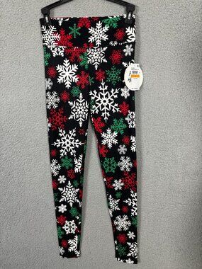 Planet Heart Juniors' Ugly Xmas Leggings Snowflake Print Multicolor Small NWT's